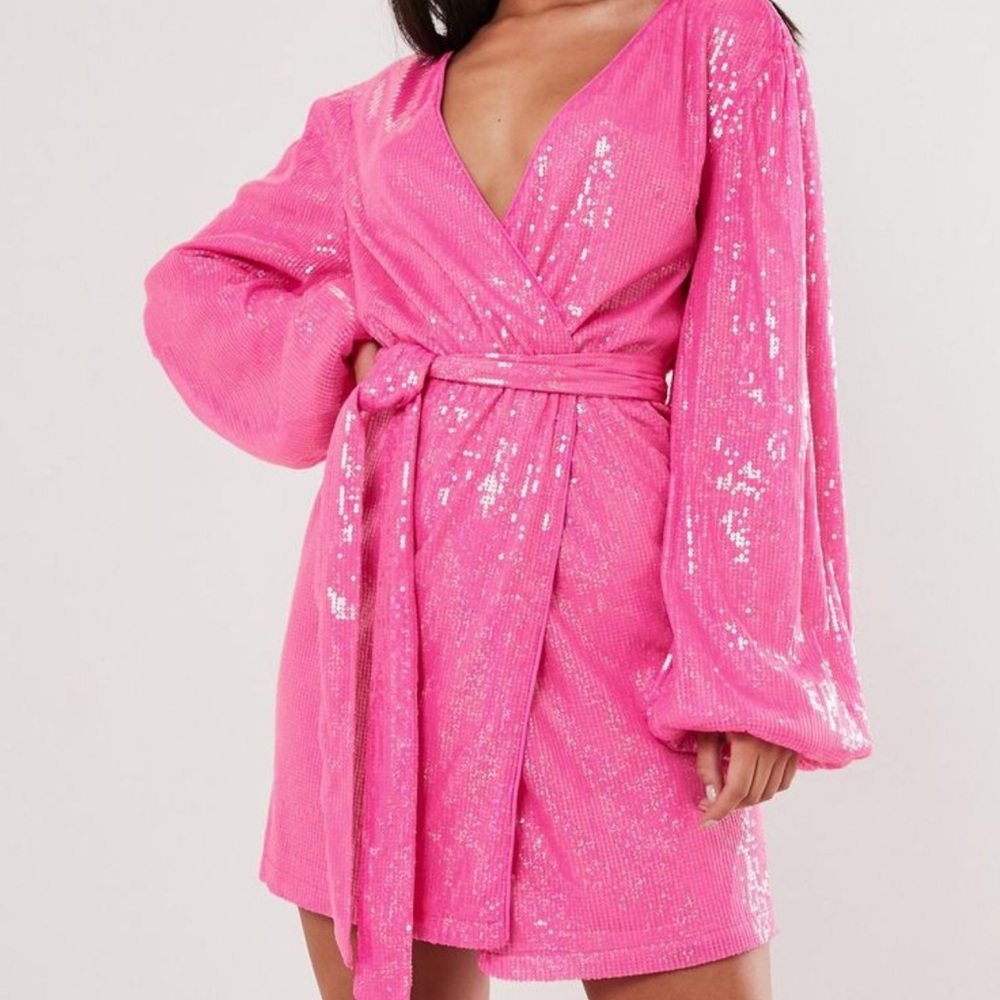 Misguided Sequin Wrap Dress✨
